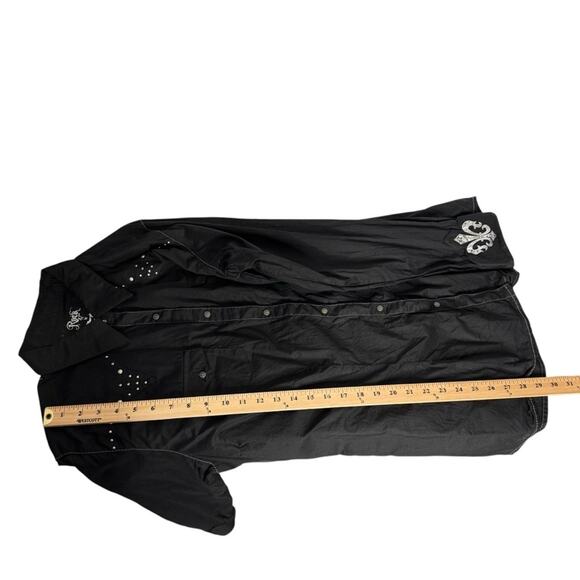 Wrangler Rock‎ 47 Western Snap Closure Long Sleeve Studded Top Women’s XXL Black - Picture 7 of 11